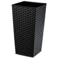 KADAX Rattan Blumentopf, Pflanzkübel mit Einlage, 40 cm, Schwarz