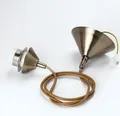 Leuchtenpendel, Lampenaufhängung, Schnurpendel für E27 Fassung mit Schraubring, Metallabdeckung Ø 10 cm, L110cm, Gold Antik