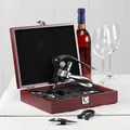 Wein Zubehör-Set, Korkenzieher Weinthermometer, in Holzbox, insgesamt 10-teilig