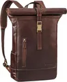 STILORD Harriet Vintage Rolltop Rucksack Leder mit Laptop-Fach 15,6-17 Zoll Fahrradrucksack Kurierrucksack für Damen und Herren aus weichem Leder Farbe:Zamora - braun