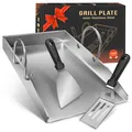 Grillplatte Plancha Geschenke für Männer Frauen, mit 2 Grillspachtel Set, 4mm...