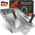 Gusseisen Grillplatte 40x30cm mit abnehmbaren Griff für Gas- und Holzkohlegrill