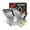 Edelstahl Grillplatte 4mm 40x30cm mit Griffen und 2 Sp