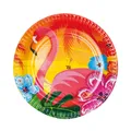Pappteller Hibiskus Flamingo, Partydeko