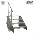 4 Stufen Standtreppe Modell 1 freistehend verzinkt Treppe Stahltreppe Breite 60 cm Höhe 84 cm mit einseitigem Geländer - Silber