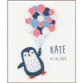 Vervaco Gezählter Kreuzstich Stickpackungen Stickset Baby Geburt Hallo Pinguin Wanddekoration Handarbeit Set für Erwachsene Kreatives Handwerk ca. 22 x 30 cm Geburt Geschenk Hausdeko