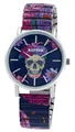 Raptor Damenuhr RA10255-004 Frida Kahlo Edition mit Zugband Totenkopf mit Blumen