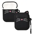 kwmobile Hülle kompatibel mit Apple Airpods 1 & 2 Hülle - Silikon Kopfhörer Schutzhülle Case Cover Schwarz Weiß