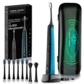 Tristan Auron Schallzahnbürste - 55.000 VPM - 5 Putzmodi - 60 Tage Akku, Reiseetui mit UV Reinigung, 6 Bürstenköpfe und 2 Zungenreiniger - elektrische Zahnbürste Sonic Master (blau)