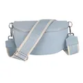 MIRROSI® Bauchtasche Damen, Echtleder, Made in Italy, Umhängetasche, Brusttasche, Crossbody Bag (1 Tasche & 2 Gurte) (Babyblau (Uni), Mittelgroße Tasche (25x16x7cm))