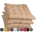 sunnypillow Stuhlkissen 4er Set Stuhlkissen mit Bändern Ontario, Beige beige 45x45cm