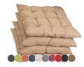 sunnypillow 4er Set Stuhlkissen mit Bändern 45x45 cm - Bequeme Polsterauflage 8cm dick - Auflage für Stühle/Bänke in Haus und Garten Sitzkissen Sitzauflage Gartenkissen Outdoor/Indoor - Beige