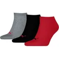 PUMA Sneakersocken PUMA UNISEX SNEAKER PLAIN (3 Paar) mit kleinem Logo grau|rot|schwarz 35-38