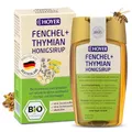 HOYER Bio Honigsirup Fenchel + Thymian 18 x 250 g - Für Kinder ab 1 Jahr & Erwachsene - Ohne Zusatzstoffe - Wohltuend bei Husten & Heiserkeit - Honig, Fenchelöl, Thymianöl