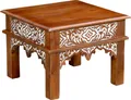 Marrakesch Vintage Couchtisch Achaz 59 cm | Wohnzimmertisch aus massivem Mangoholz | Handgeschnitzter Beistelltisch mit orientalischen Verzierungen | Exklusives Design für Wohnzimmer & Deko