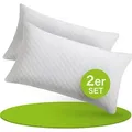 Juskys Kissen 40x80 cm für Bett - 2er Set Kopfkissen mit Memory-Foam Füllung - Weiß - Weiß