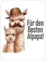 Für den besten ALPAPA! Metallschild XXL in 28x38 cm - Alpaka Papa