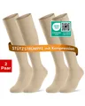 sockenkauf24 Stützkniestrümpfe Kompressionsstrümpfe Reisestrümpfe Stützstrümpfe mit Kompression (Natur, 2-Paar, 43-46) aus Baumwolle für Damen & Herren mit Komfortbund