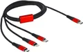 Delock 7,60cm (3") 1 - Kabel nur zum Laden - 24 pin USB-C männlich zu Micro-USB Typ B, Lightning, 24 pin USB-C männlich - 1,0m - Schwarz (86711)