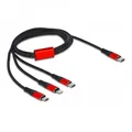 Delock USB Ladekabel 3 in 1 USB Type-C zu Lightning / Micro USB / USB Type-C 1 m schwarz / rot