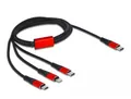 Delock USB-Ladekabel USB 2.0 USB-C Stecker, USB-C Stecker, USB-Micro-B Stecker, Apple Lightning Stecker 1.00m Schwarz, Rot 86711