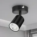 Dehobo 1er Led Deckenstrahler Schwenkbar 350° - Deckenstrahler 1 Flammig Schwarz GU10 - LED Wandstrahler mit Strahler Deckenspot - Spotlight Lampe für Wohnzimmer Küche - Nein GU10 Leuchtmittel