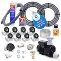 AQUADE 25-teiliges Set Whirlpоol Badewanne Selbstbausatz - Bausatz mit Whirlpоol Pumpe 0,75 HS, 8X Seitendüse, Schlauch, Startknopf, Schraubgriff, Kleber, Silikon, 4X Kappe Stopfer und mehr