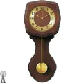 AMS 5162/1 Wanduhr Funk Funkwanduhr mit Pendel golden Holz nussbaum farben