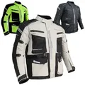 Alpha Speeds Motorradjacke JET PRO, All-Saison Motorradjacke inklusive Protektoren (2026) Abnehmbares Membran + Futter, 7 Belüftungen, 10 Taschen, in Off-White schwarz XL