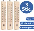 3 x Set analog Außen Innen Thermometer HOLZ Holzthermometer Gartenthermometer