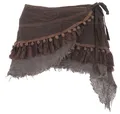 GURU SHOP Goa Cacheur mit Spitze, Minirock, Wickelrock Gürtel - Coffee, Damen, Size:M