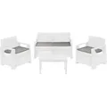 Dmora Set Gartenmöbel Covo Weiß, 4-Sitzer mit Tisch - Weiß