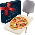 Blumtal Pizzastein für Backofen & Gasgrill inkl. Pizzaschieber - Pizzastein rechteckig aus Cordierit, für Pizza wie aus dem Steinofen, inkl. Pizz...