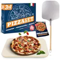Blumtal Pizzastein Gasgrill & Pizzasschieber - Pizza Schamottstein für Backofen, Grill Steinofen Backstein