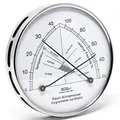 Fischer 142.01 - Raum-Klimamesser - 100mm Synthetic-Hygrometer & Bimetall-Thermometer Made in Germany - Edelstahl silber