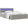 Bett Mit Bettkasten Hydraulisch Led Hellgrau Stoff 140x200 Cm Vidaxl 368592