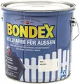 Bondex Holzfarbe für Außen, 2,5 L, Weiß, für ca. 25 m², Wetter- & UV-beständig, atmungsaktiv, seidenglänzend