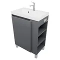 paplinskimoebel - Waschbecken mit Unterschrank SEVA, 57 cm Breite, Waschtisch Stehend oder Hängend, Badmöbel Set für Badezimmer, Waschbeckenunterschrank mit Toilettenpapierhalter - Anthrazit