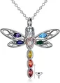 VONALA Dragonfly Urne Halskette 925 Sterling Silber 7 Chakra Libelle Kremation