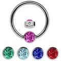 Nasenpiercing ADELIA ́S "Piercing  Piercing Nasenpiercing", Damen, bunt, Titan, modisch, Piercings, Titan Set - Ring mit + 5 Wechsel Klemmplatten mit bunten Steinen