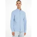 Langarmhemd TOMMY JEANS "TJM Slim Stretch Oxford Shirt", Herren, Gr. XL, N-Gr, blau (perfume blau), Web, Obermaterial: 98% Baumwolle, 2% Elasthan, casual, slim fit, Langarm 1-Knopf-Manschette, Hemden, mit Flaglabel auf der Brust