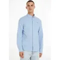 Tommy Jeans Langarmhemd TJM Slim Stretch Oxford Shirt mit Flaglabel auf der Brust blau XL