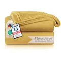 Blumtal Fleecedecke 270x230 cm - Oeko-Tex zertifizierte Kuscheldecke - Wohndecke 270x230 cm - weiche Decke Couch als Wohn- & Kuscheldecke - Flauschdecke - Wohnzimmerdecke - Spicy Mustard - Gelb