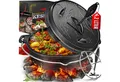 KESSER Feuertopf, Gußeisen, Dutch Oven Set BBQ Feuertopf Schmortopf, Gusseisen Topf