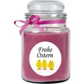 HS Candle Duftkerze & Glas Frohe Ostern Bonbon Ø7 cm Rose Küken