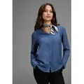 AJC Hemdbluse mit kleinem Stehkragen und Brusttasche blau 32