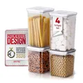 Neoflam® Vorratsdosen mit Deckel Luftdicht, Vorratsorganizer 4er Set BPA-frei, Vorratsbehälter mit Einhanddrehverschluss, Frischhaltedosen für Lebensmittelaufbewahrung, Deckel weiß, 2x1.35L, 2x2.1L