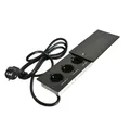Einbausteckdose mit Schiebedeckel Schwarz (3-fach Schuko-Steckdosen 240V)