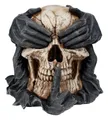 Figuren Shop GmbH Dekofigur Totenkopf Figur - Nichts Böses - Spiral Totenschädel Dekofigur Gothic