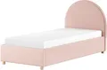 Vipack Boxbett Moon, mit Lattenrost und Stauraum, modernes Design (gerundetes Kopfteil und in 2 Breiten erhältlich), inkl. Massivholz Füßen in natur, 3 Stoff Farben zur Auswahl